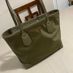 Brand new olive green nylon MK tote